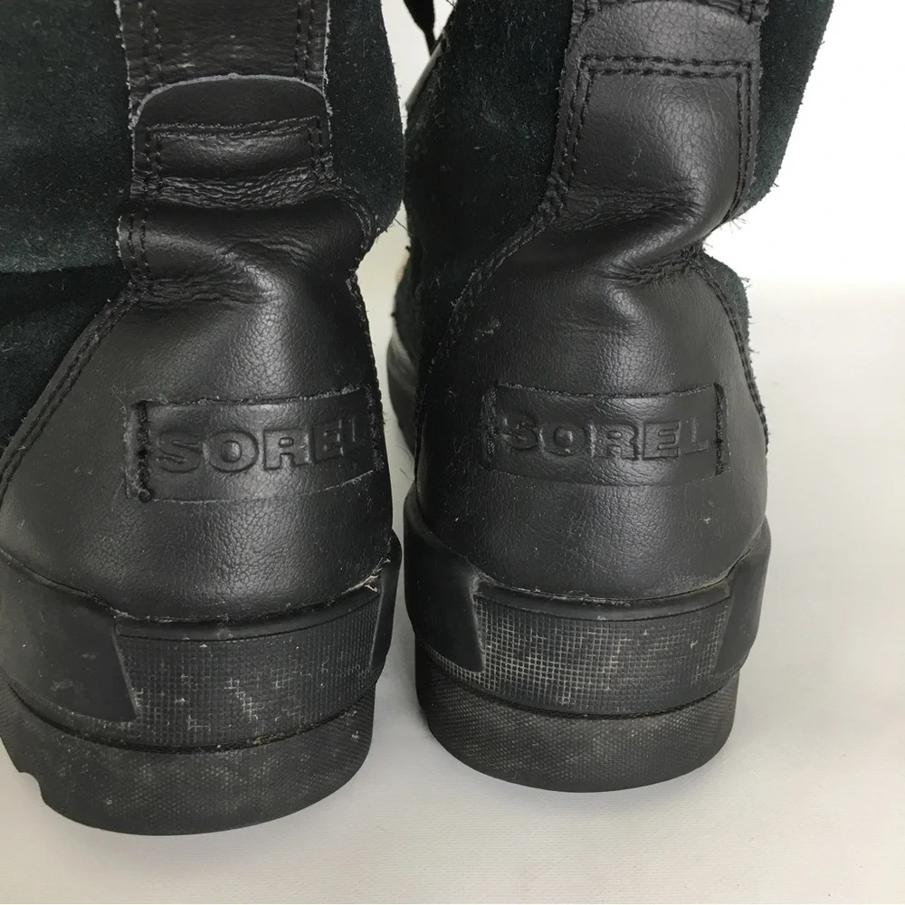 Sorel Tivoli Tall Waterproof Out Dry Boots Black Suede Faux Fur Lining Size 10.5 - Picture 8 of 16